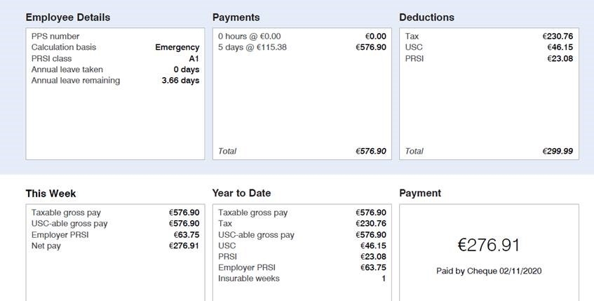 example of a payslip