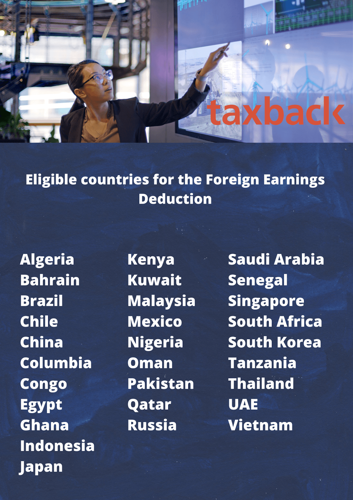 Eligible countries for the Foreign Earnings Deduction